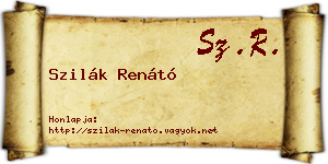 Szilák Renátó névjegykártya